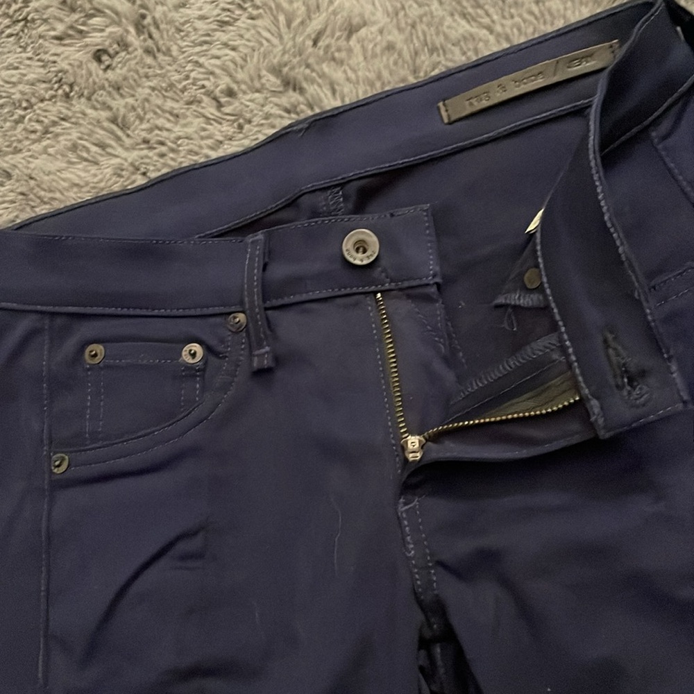 rag & bone Grand Prix Navy and Black Jean with Leather Accents - Picture 5 of 11